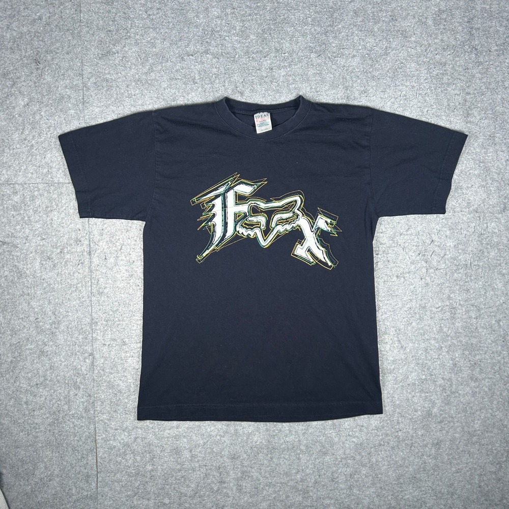 Fox Racing T Shirt Mens Small Black Graphic Tee Motocross Racing Skater Y2K